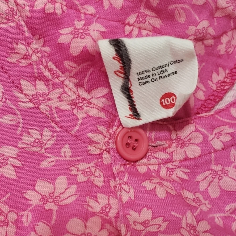 Hanna Andersson Girls Pink Floral Shorts Set One-piece Button Up Romper